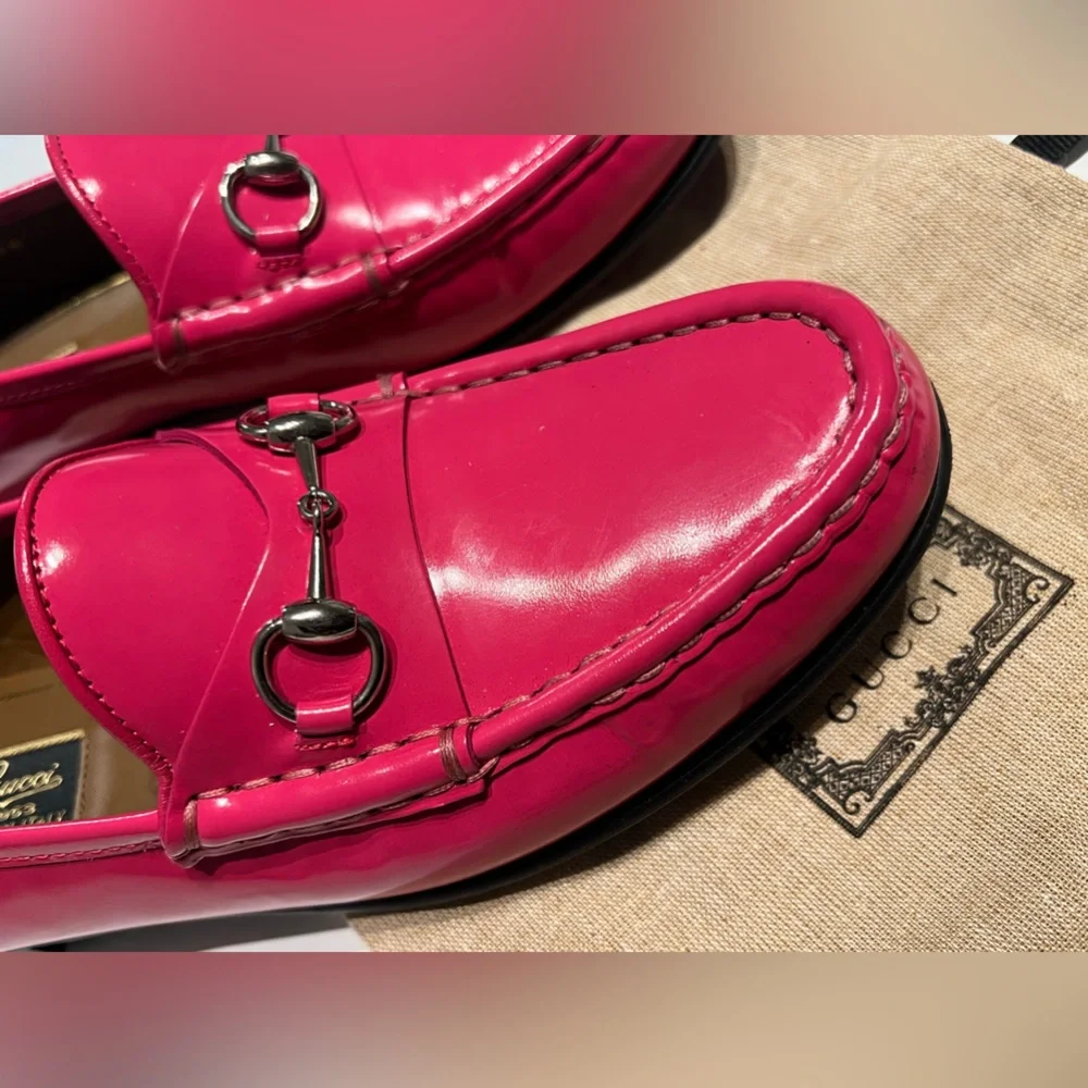 $990 Gucci Pink patent leather loafer size 38.5 - Picture 5 of 11